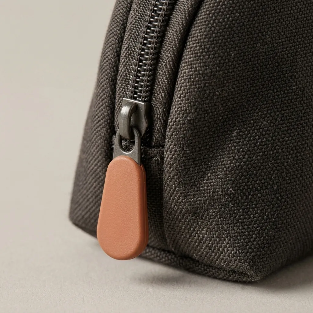 Cable Pouch, close-up of the Drop Clip and material