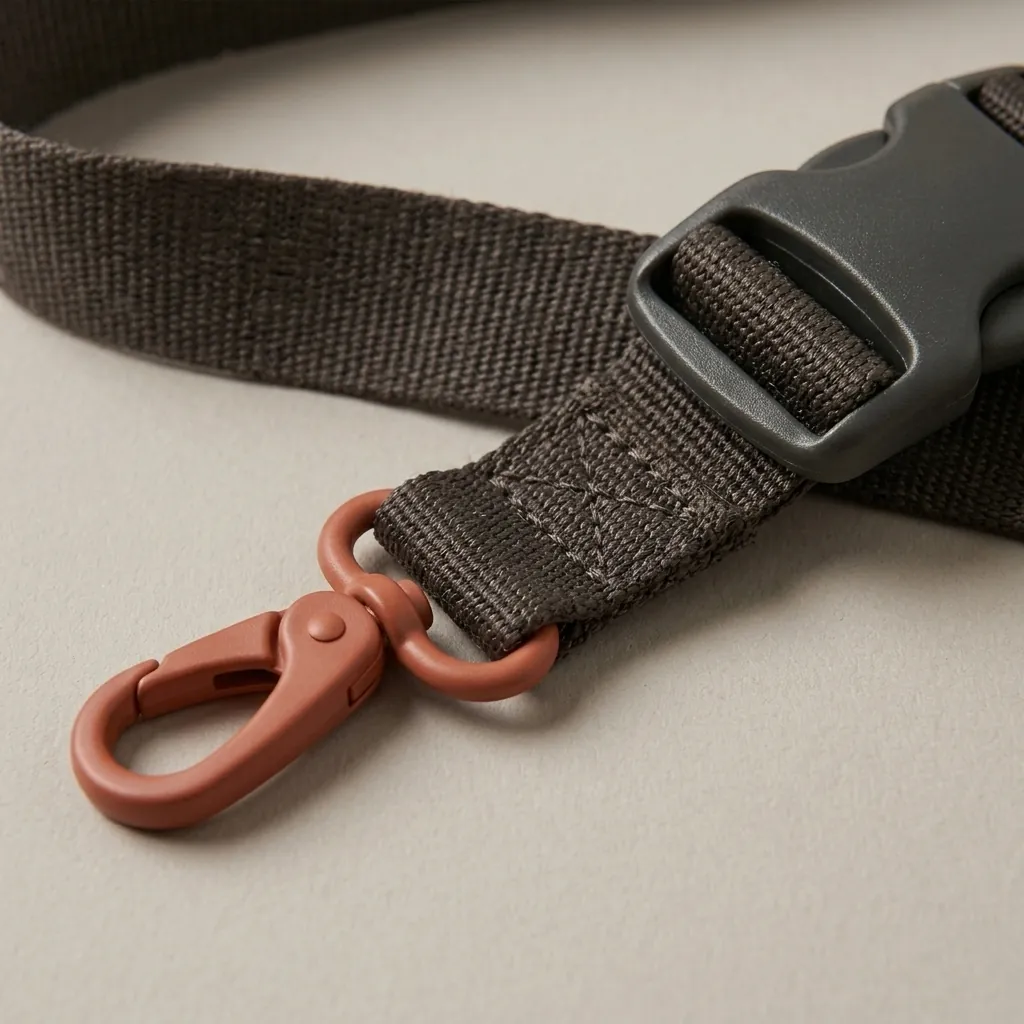 Chest Strap · Quick Clip, close-up of the Drop Clip and material