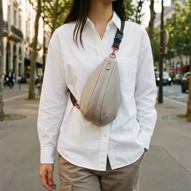Chest Strap · Quick Clip, in use with a Drop sling bag