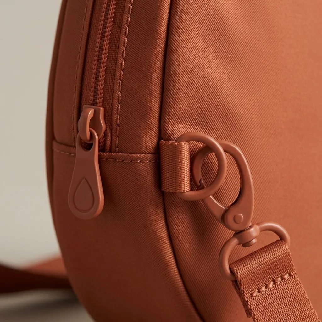 Drop 4 · Twill, close-up of the Drop Clip and material