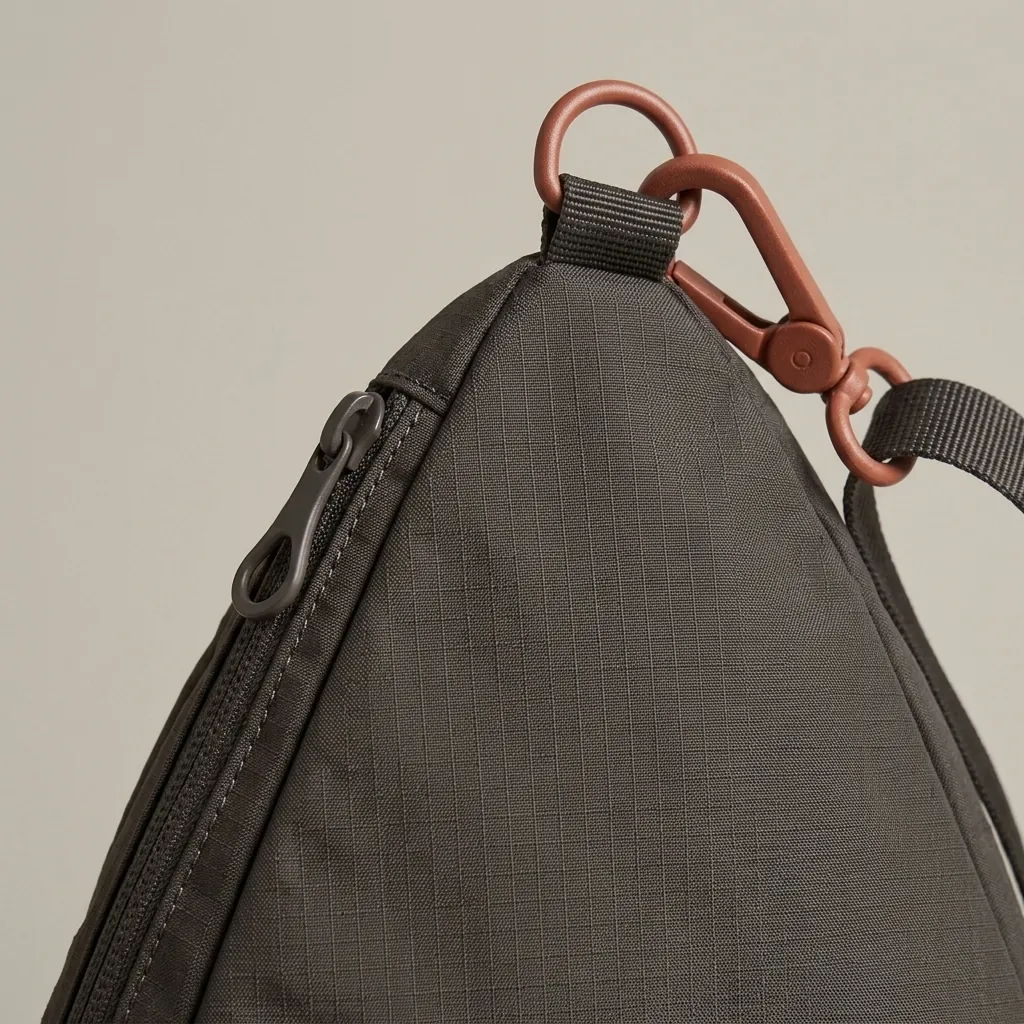 Drop 5 · Ripstop, close-up of the Drop Clip and material