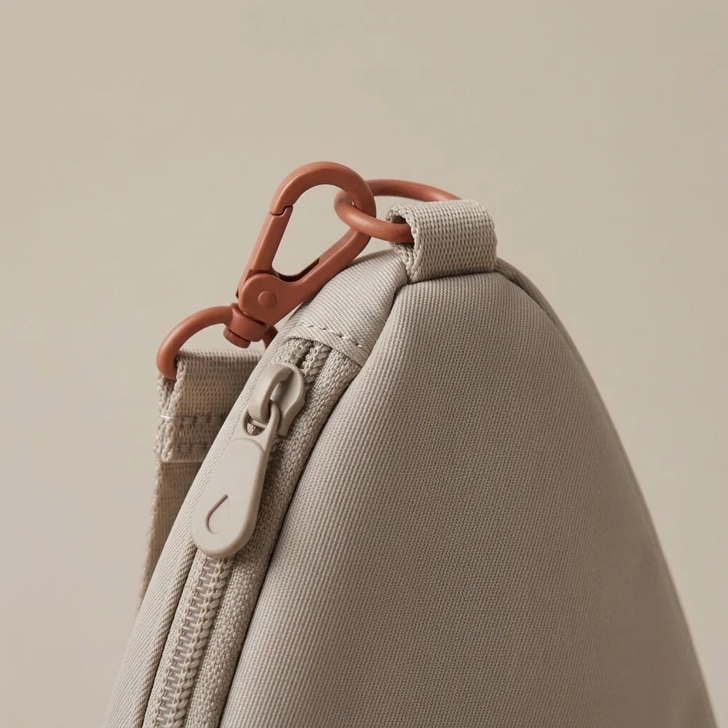 Droplet 1.5 · Twill, nærbillede af Drop Clip og materialet