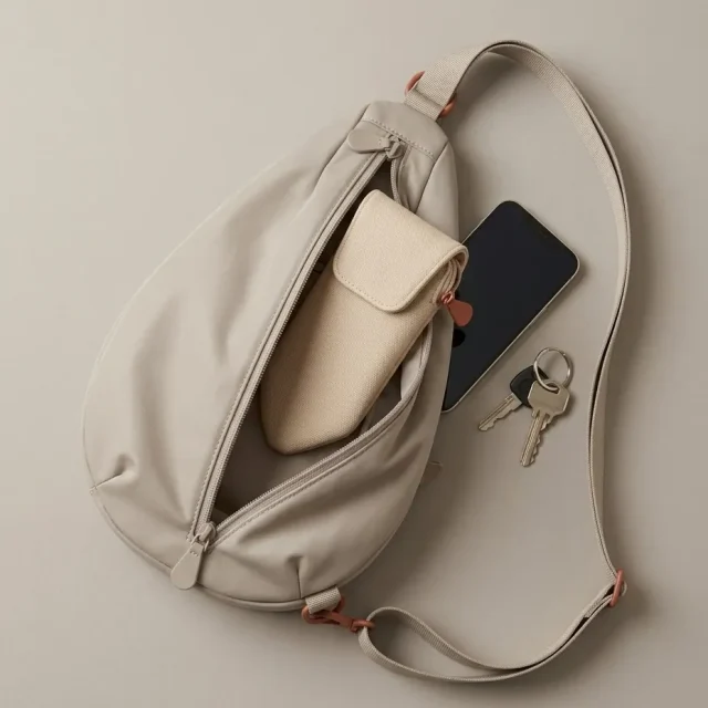 Glasses Pouch · Drop, in use with a Drop sling bag