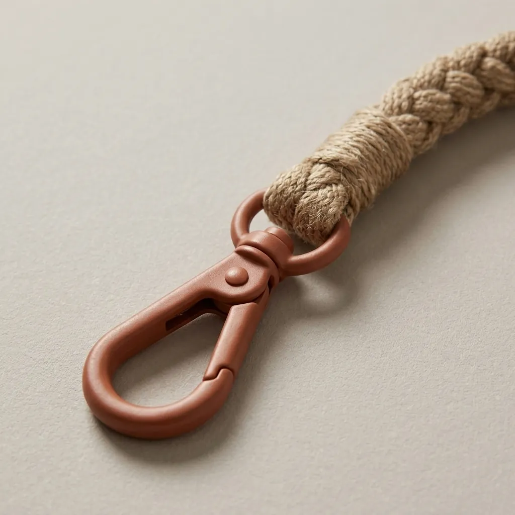 Key Leash · Rope, close-up of the Drop Clip and material