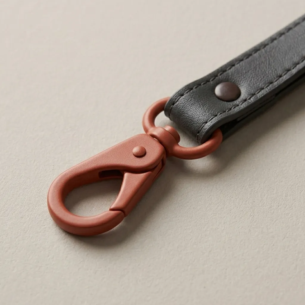 Key Leash · Smooth, close-up of the Drop Clip and material