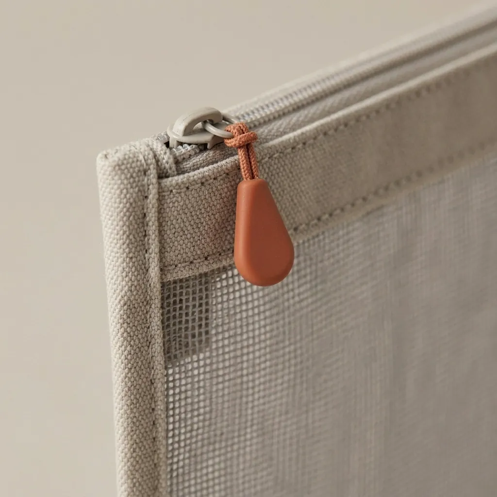 Pochette in mesh, primo piano del Drop Clip e del materiale