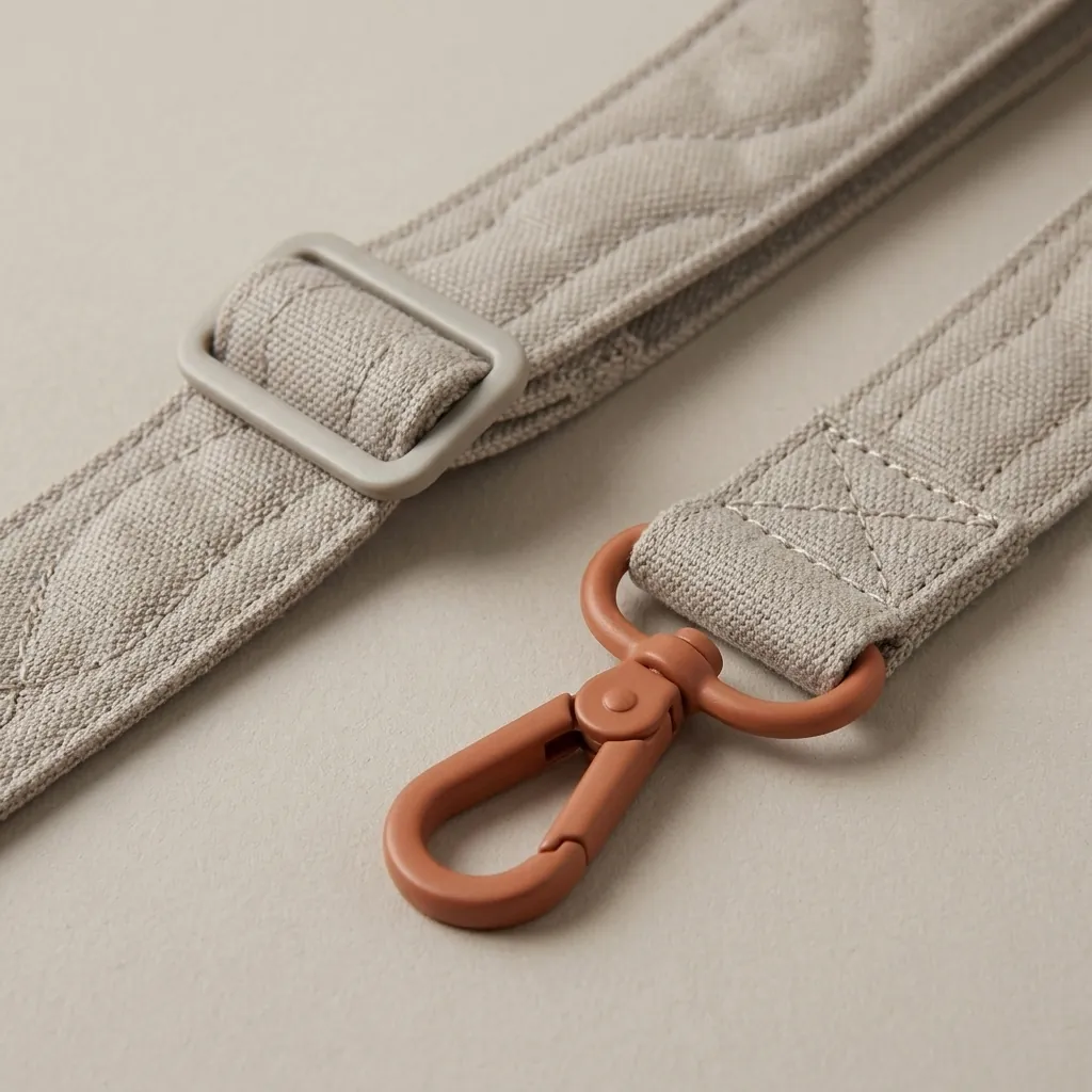Quilted Strap, nærbillede af Drop Clip og materialet
