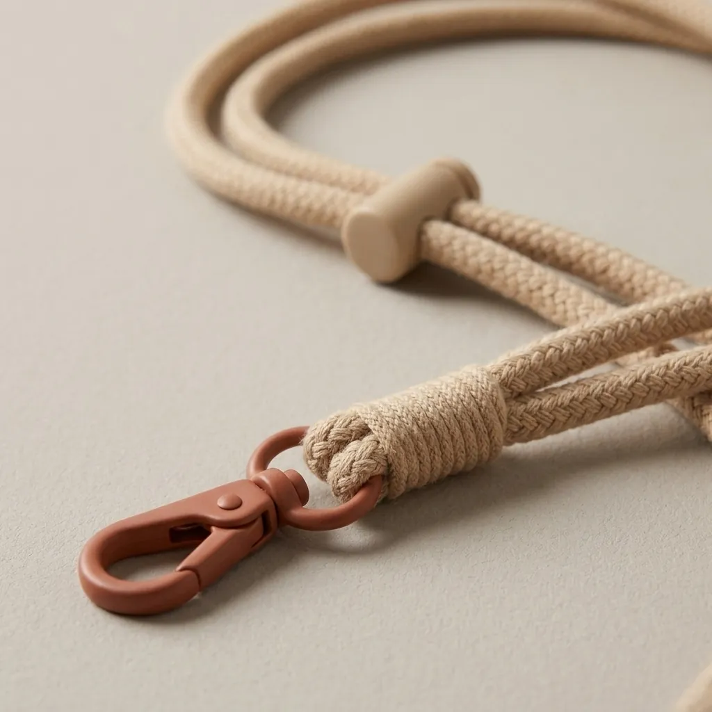 Rope Strap · Braided, close-up of the Drop Clip and material